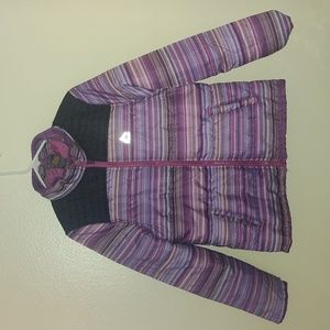 RBX Puffer Pink and Purple Multicolored Stripe Winter Coat Size Women's Large